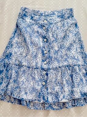Blue Floral Button-Front Women’s Skirt